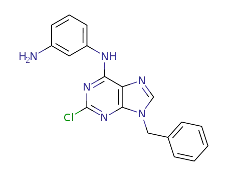 Molecular Structure of 125802-64-4 (N-(9-benzyl-2-chloro-9H-purin-6-yl)benzene-1,3-diamine)