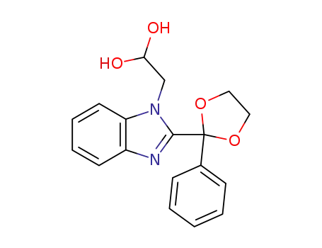 Molecular Structure of 89536-27-6 (1,1-Ethanediol, 2-[2-(2-phenyl-1,3-dioxolan-2-yl)-1H-benzimidazol-1-yl]-)