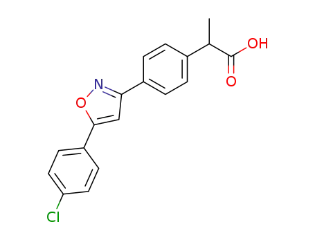 Molecular Structure of 78868-44-7 (2-{4-[5-(4-chlorophenyl)isoxazol-3-yl]phenyl}propanoic acid)