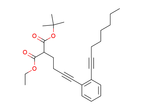 Molecular Structure of 107586-23-2 (Propanedioic acid, [4-[2-(1-octynyl)phenyl]-3-butynyl]-, 1,1-dimethylethyl
ethyl ester)