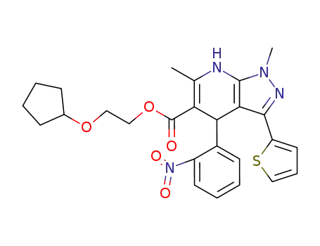 1,6-Dimethyl-4-(2-nitro-phenyl)-3-thiophen-2-yl-4,7-dihydro-1H-pyrazolo[3,4-b]pyridine-5-carboxylic acid 2-cyclopentyloxy-ethyl ester
