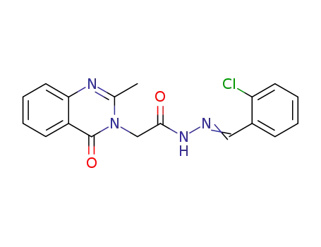 Molecular Structure of 120449-71-0 ((2-Methyl-4-oxo-4H-quinazolin-3-yl)-acetic acid [1-(2-chloro-phenyl)-meth-(E)-ylidene]-hydrazide)
