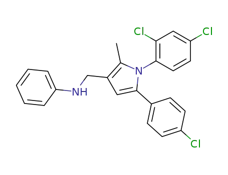 Molecular Structure of 146204-75-3 (N-{[5-(4-chlorophenyl)-1-(2,4-dichlorophenyl)-2-methyl-1H-pyrrol-3-yl]methyl}aniline)