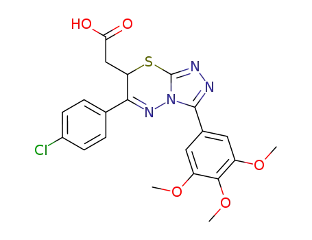 Molecular Structure of 126598-12-7 ([6-(4-chlorophenyl)-3-(3,4,5-trimethoxyphenyl)-7H-[1,2,4]triazolo[3,4-b][1,3,4]thiadiazin-7-yl]acetic acid)