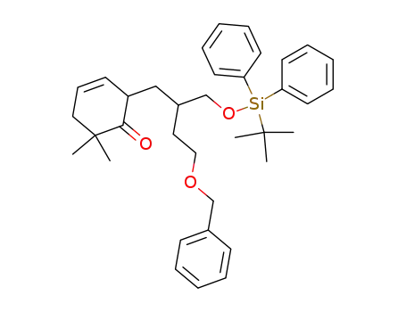 Molecular Structure of 113522-63-7 (2-[4-Benzyloxy-2-(tert-butyl-diphenyl-silanyloxymethyl)-butyl]-6,6-dimethyl-cyclohex-3-enone)