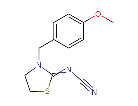 Molecular Structure of 94776-92-8 (Cyanamide, [3-[(4-methoxyphenyl)methyl]-2-thiazolidinylidene]-)