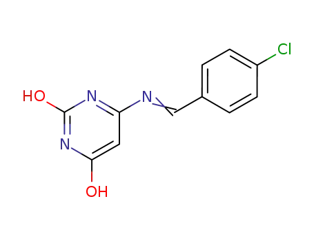 Molecular Structure of 62879-01-0 (2,4(1H,3H)-Pyrimidinedione, 6-[[(4-chlorophenyl)methylene]amino]-)