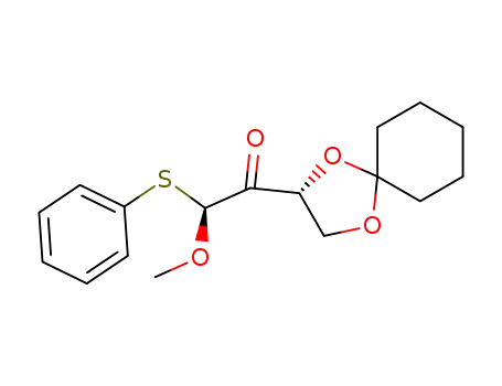 Molecular Structure of 134592-25-9 ((S)-1-(R)-1,4-Dioxa-spiro[4.5]dec-2-yl-2-methoxy-2-phenylsulfanyl-ethanone)