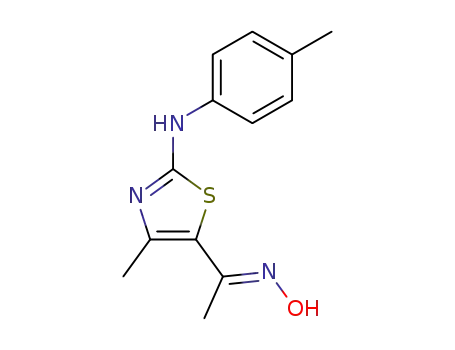 Molecular Structure of 88324-04-3 (Ethanone, 1-[4-methyl-2-[(4-methylphenyl)amino]-5-thiazolyl]-, oxime)
