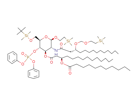 (R)-3-Undecanoyloxy-tetradecanoic acid (2R,3S,4R,5R,6R)-2-(tert-butyl-dimethyl-silanyloxymethyl)-3-(diphenoxy-phosphoryloxy)-6-(2-trimethylsilanyl-ethoxy)-5-[(R)-3-(2-trimethylsilanyl-ethoxymethoxy)-tetradecanoylamino]-tetrahydro-pyran-4-yl ester