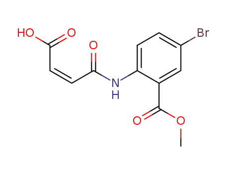 Molecular Structure of 112881-74-0 (Benzoic acid, 5-bromo-2-[(3-carboxy-1-oxo-2-propenyl)amino]-,
1-methyl ester, (Z)-)