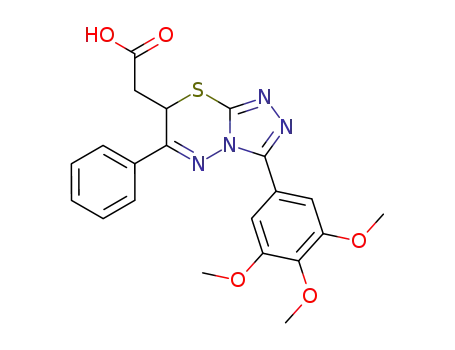 Molecular Structure of 126598-10-5 ([6-phenyl-3-(3,4,5-trimethoxyphenyl)-7H-[1,2,4]triazolo[3,4-b][1,3,4]thiadiazin-7-yl]acetic acid)