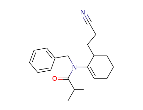 Molecular Structure of 85019-65-4 (1-(N-Benzyl-N-isobutyryl)amino-6-(2-cyanoethyl)cyclohexene)