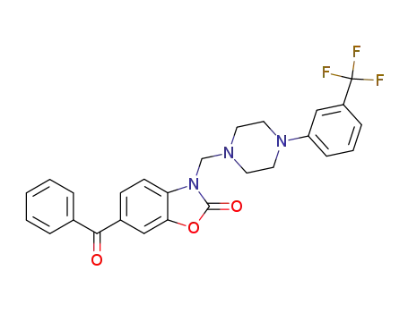 Molecular Structure of 81513-92-0 (6-Benzoyl-3-[4-(3-trifluoromethyl-phenyl)-piperazin-1-ylmethyl]-3H-benzooxazol-2-one)