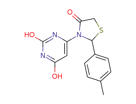 2,4(1H,3H)-Pyrimidinedione,
6-[2-(4-methylphenyl)-4-oxo-3-thiazolidinyl]-