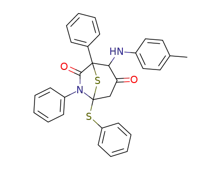 8-Thia-6-azabicyclo[3.2.1]octane-3,7-dione,
2-[(4-methylphenyl)amino]-1,6-diphenyl-5-(phenylthio)-