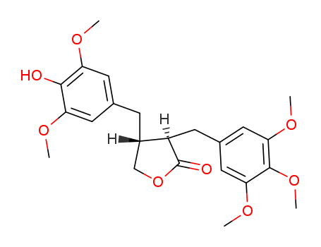 Molecular Structure of 112667-54-6 (2(3H)-Furanone,dihydro-4-[(4-hydroxy-3,5-dimethoxyphenyl)methyl]-3-[(3,4,5-trimethoxyphenyl)methyl]-,(3R,4R)-)