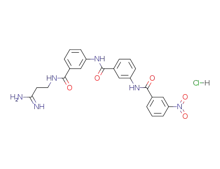 Molecular Structure of 116507-50-7 (Benzamide,
N-[3-[[(3-amino-3-iminopropyl)amino]carbonyl]phenyl]-3-[(3-nitrobenzoyl
)amino]-, monohydrochloride)
