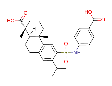 Molecular Structure of 97363-82-1 ((1R,4aS,10aR)-6-(4-Carboxy-phenylsulfamoyl)-7-isopropyl-1,4a-dimethyl-1,2,3,4,4a,9,10,10a-octahydro-phenanthrene-1-carboxylic acid)