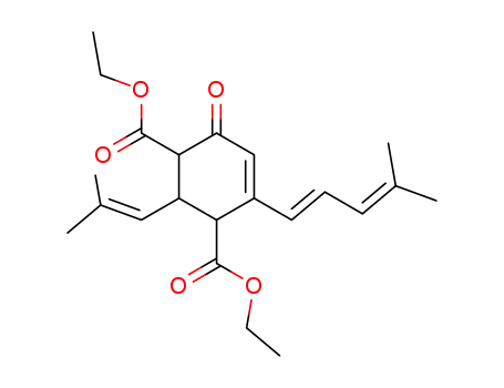 Molecular Structure of 114114-77-1 (4-Cyclohexene-1,3-dicarboxylic acid,
4-(4-methyl-1,3-pentadienyl)-2-(2-methyl-1-propenyl)-6-oxo-, diethyl
ester)