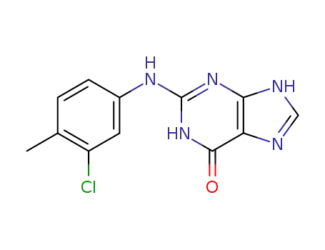 Molecular Structure of 123994-78-5 (2-[(3-chloro-4-methylphenyl)amino]-3,7-dihydro-6H-purin-6-one)