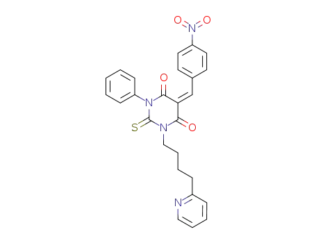 5-[1-(4-Nitro-phenyl)-meth-(Z)-ylidene]-1-phenyl-3-(4-pyridin-2-yl-butyl)-2-thioxo-dihydro-pyrimidine-4,6-dione