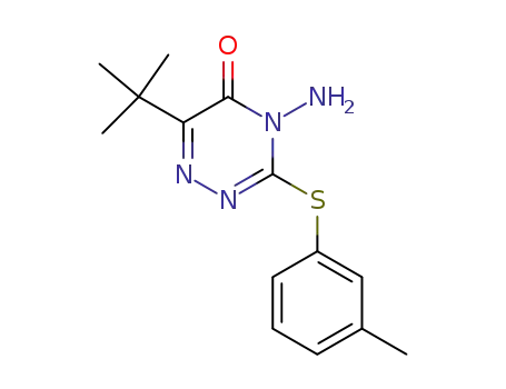 Molecular Structure of 102363-02-0 (1,2,4-Triazin-5(4H)-one,
4-amino-6-(1,1-dimethylethyl)-3-[(3-methylphenyl)thio]-)