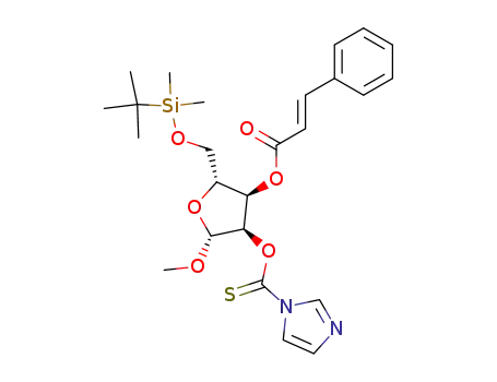 methyl 5-O-(t-butyldimethylsilyl)-3-O-cynnamoyl-2-O-(imidazol-1-yl)thiocarbonyl-β-D-ribofuranoside