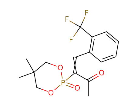 Molecular Structure of 124727-71-5 (2-<1-acetyl-2-(2-trifluoromethylphenyl)ethenyl>-5,5-dimethyl-2-oxo-1,3,2-dioxaphosphorinane)