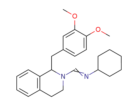 Molecular Structure of 81763-81-7 (Cyclohexyl-[1-[1-(3,4-dimethoxy-benzyl)-3,4-dihydro-1H-isoquinolin-2-yl]-meth-(E)-ylidene]-amine)