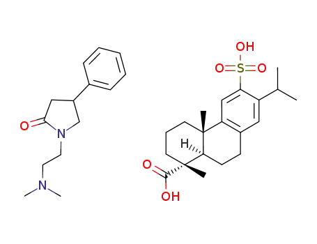 Molecular Structure of 86409-23-6 ((1R,4aS,10aR)-7-Isopropyl-1,4a-dimethyl-6-sulfo-1,2,3,4,4a,9,10,10a-octahydro-phenanthrene-1-carboxylic acid; compound with 1-(2-dimethylamino-ethyl)-4-phenyl-pyrrolidin-2-one)