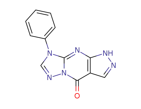 Molecular Structure of 141300-27-8 (8-phenyl-1,8-dihydro-4H-pyrazolo[3,4-d][1,2,4]triazolo[1,5-a]pyrimidin-4-one)