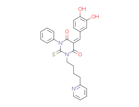 4,6(1H,5H)-Pyrimidinedione,
5-[(3,4-dihydroxyphenyl)methylene]dihydro-1-phenyl-3-[4-(2-pyridinyl)but
yl]-2-thioxo-