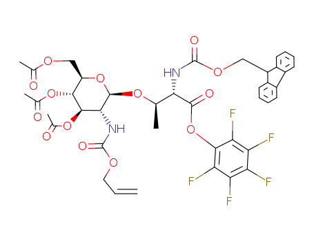 Molecular Structure of 160410-56-0 (N<sup>α</sup>-(fluoren-9-ylmethoxycarbonyl)-O-(3,4,6-tri-O-acetyl-2-allyloxycarbonylamino-2-deoxy-β-D-glucopyranosyl)-L-threonine pentafluorophenyl ester)