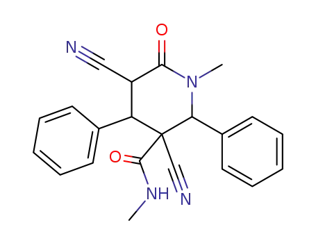 Molecular Structure of 16132-95-9 (3-Piperidinecarboxamide,
3,5-dicyano-N,1-dimethyl-6-oxo-2,4-diphenyl-)