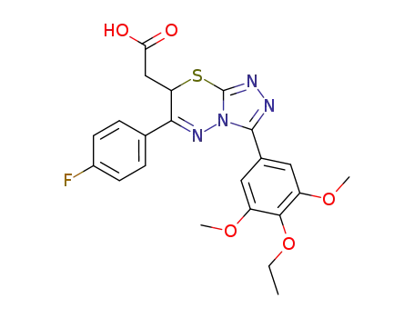 Molecular Structure of 126598-18-3 (7H-1,2,4-Triazolo(3,4-b)(1,3,4)thiadiazine-7-acetic acid, 3-(3,5-dimet hoxyphenyl-4-ethoxyphenyl)-6-(4-fluorophenyl)-)