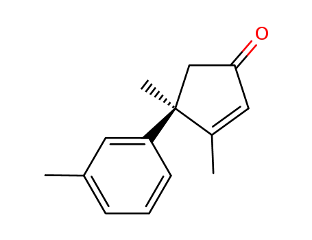 Molecular Structure of 139618-42-1 (2-Cyclopenten-1-one, 3,4-dimethyl-4-(3-methylphenyl)-, (S)-)
