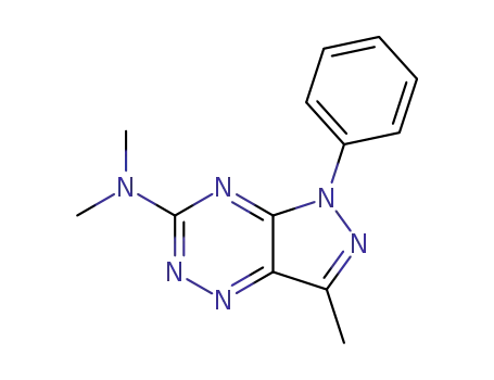 Molecular Structure of 117053-57-3 (Dimethyl-(7-methyl-5-phenyl-5H-pyrazolo[3,4-e][1,2,4]triazin-3-yl)-amine)