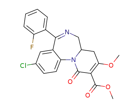 Molecular Structure of 112634-65-8 (methyl 9-chloro-7-(2-fluorophenyl)-3-methoxy-1-oxo-1,4,4a,5-tetrahydropyrido[1,2-a][1,4]benzodiazepine-2-carboxylate)