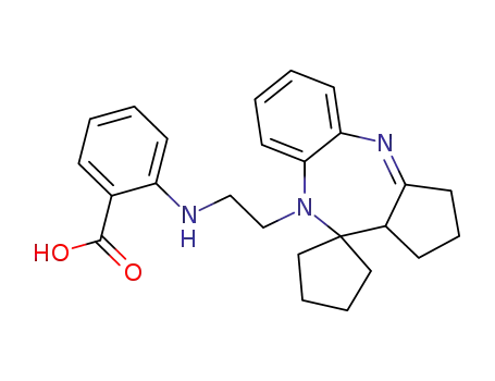 Molecular Structure of 133308-02-8 (Benzoic acid,2-[[2-(2,3,9,10a-tetrahydrospiro[benzo[b]cyclopenta[e][1,4]diazepine-10(1H),1'-cyclopentan]-9-yl)ethyl]amino]-)
