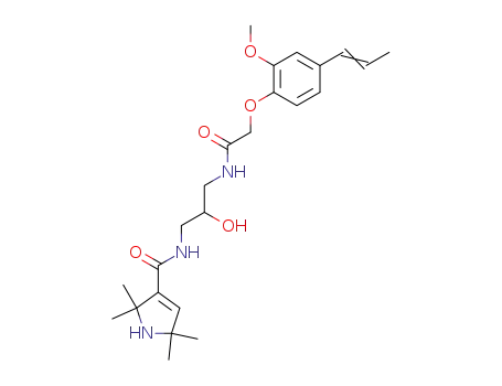 Molecular Structure of 102131-52-2 (2,2,5,5-Tetramethyl-2,5-dihydro-1H-pyrrole-3-carboxylic acid (2-hydroxy-3-{2-[2-methoxy-4-((E)-propenyl)-phenoxy]-acetylamino}-propyl)-amide)