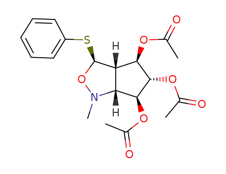 1H-Cyclopentcisoxazole-4,5,6-triol, hexahydro-1-methyl-3-(phenylthio)-, triacetate (ester), 3S-(3.alpha.,3a.alpha.,4.alpha.,5.beta.,6.alpha.,6a.alpha.)-