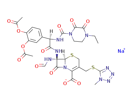 sodium 7β-<D-2-(3,4-diacetoxyphenyl)-2-<(4-ethyl-2,3-dioxopiperazin-1-yl)carbonylamino>acetamido>-7α-formamido-3-<(1-methyl-1H-tetrazol-5-yl)thiomethyl>ceph-3-em-4-carboxylate