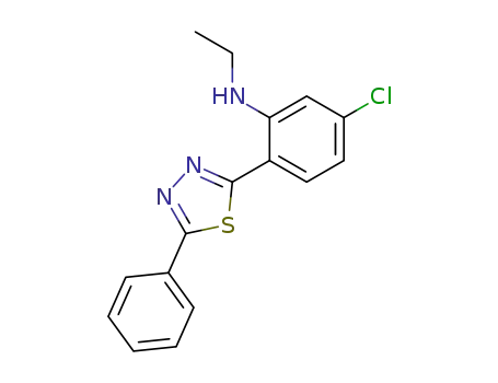 Molecular Structure of 106688-79-3 (Benzenamine, 5-chloro-N-ethyl-2-(5-phenyl-1,3,4-thiadiazol-2-yl)-)