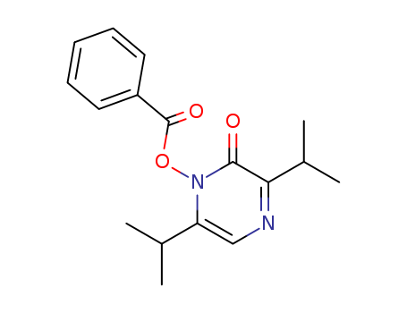 Molecular Structure of 111730-58-6 (2(1H)-Pyrazinone, 1-(benzoyloxy)-3,6-bis(1-methylethyl)-)