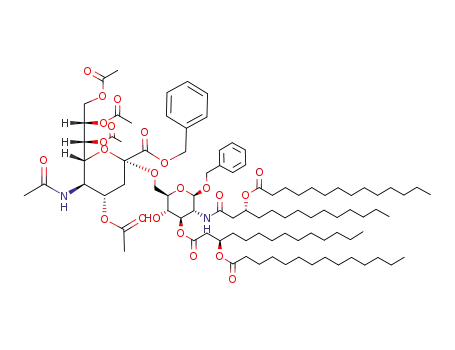 benzyl 2-deoxy-2-<(R)-3-tetradecanoyloxytetradecanamido>-3-O-<(R)-3-tetradecanoyloxytetradecanoyl>-6-O-(benzyl-5-acetamido-4,7,8,9-tetra-O-acetyl-3,5-dideoxy-D-glycero-α-D-galacto-2-nonulopyranosyl)-β-D-glucopyranoside