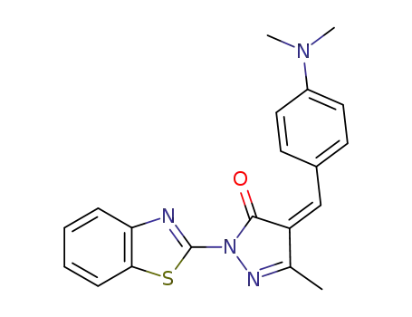 Molecular Structure of 89936-56-1 (3H-Pyrazol-3-one,
2-(2-benzothiazolyl)-4-[[4-(dimethylamino)phenyl]methylene]-2,4-dihydro
-5-methyl-)