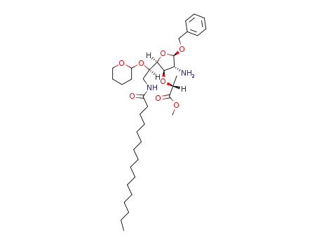 (R)-2-{(2R,3R,4R,5R)-4-Amino-5-benzyloxy-2-[(R)-2-hexadecanoylamino-1-(tetrahydro-pyran-2-yloxy)-ethyl]-tetrahydro-furan-3-yloxy}-propionic acid methyl ester