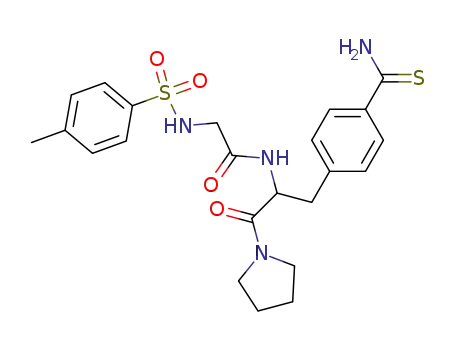 Molecular Structure of 92740-54-0 (Acetamide,
N-[1-[[4-(aminothioxomethyl)phenyl]methyl]-2-oxo-2-(1-pyrrolidinyl)ethyl]
-2-[[(4-methylphenyl)sulfonyl]amino]-)