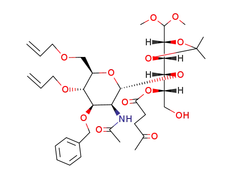 4-O-(2-acetamido-4,6-di-O-allyl-3-O-benzyl-2-deoxy-α-D-glucopyranosyl)-2,3-O-isopropylidene-5-O-levulinoyl-aldehydo-L-idose dimethyl acetal